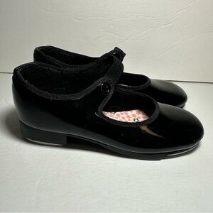 Capezio Kids Girls Boys Black Patent Shiny TeleTone Tap Dance Shoes Size‎ 10.5M